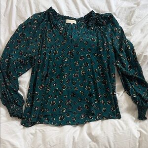 Chic Teal Floral Blouse
